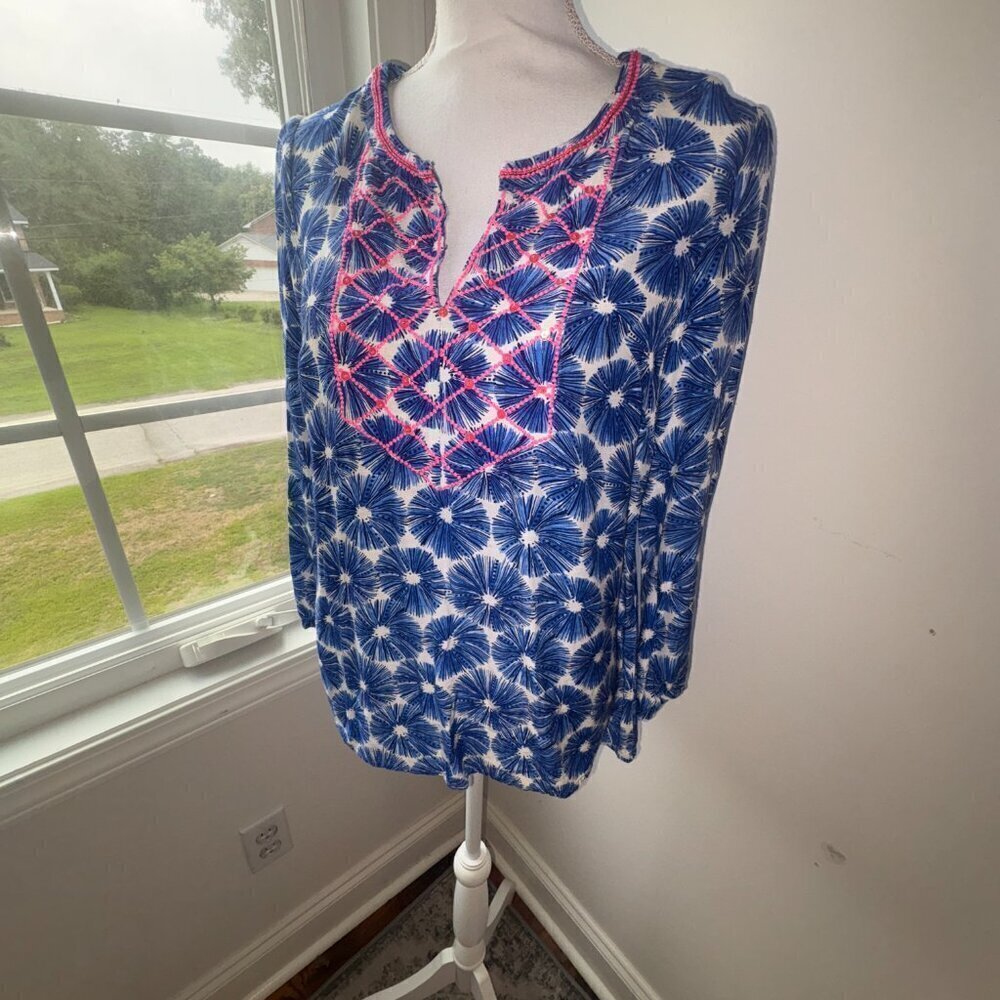 Vineyard Vines Sea Urchin Sequin Embroidered Beaded Blouse Top - XS